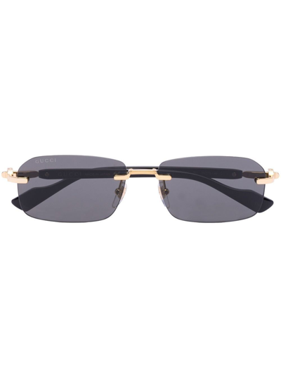 Gucci Rimless Rectangle-frame Sunglasses In Schwarz