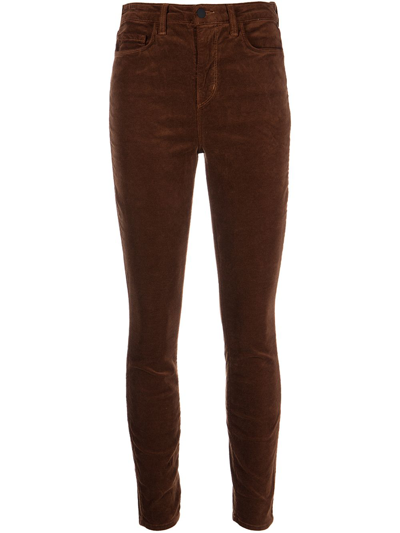 L Agence Monique Velvet Skinny Jeans In Dark Bordeaux