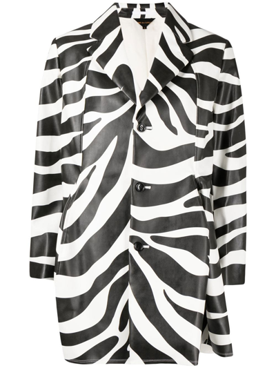 Comme Des Garçons Zebra-print Buttoned Jacket In Black