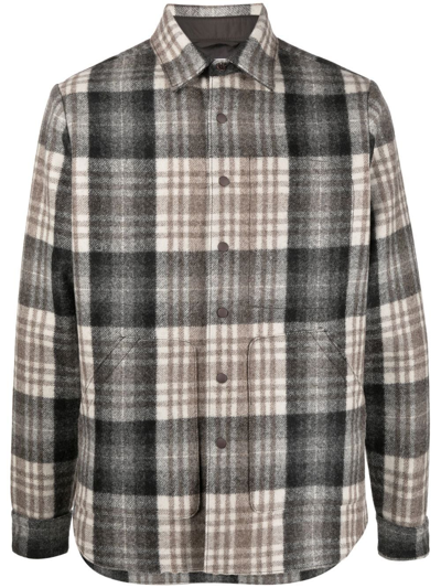 Aspesi Checked Shirt Jacket In Nude