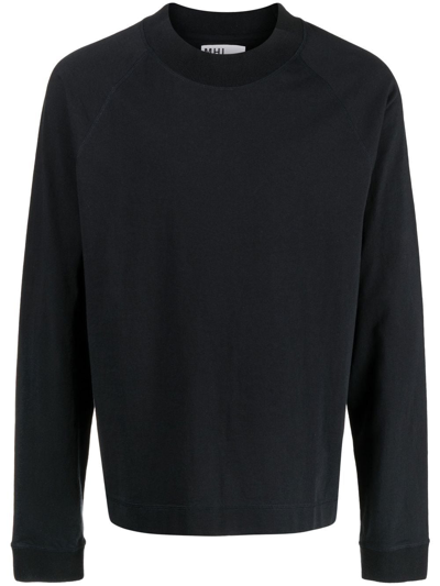 Margaret Howell Crew Neck Jersey Sweatshirt In Black