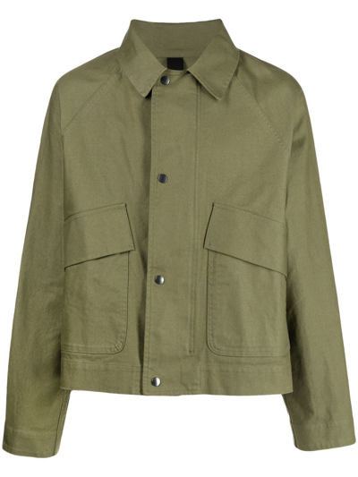 Margaret Howell Cropped Worker Shirt Jacket In Green