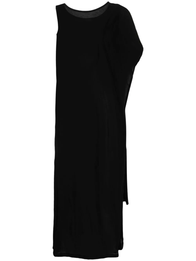 Yohji Yamamoto Side-slit Sleeveless Midi Dress In Black