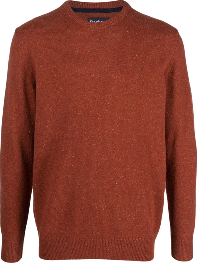 Barbour Crewneck Knitted Jumper In Brick Red