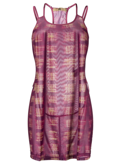 Knwls Plaid-print Mini Dress In Purple