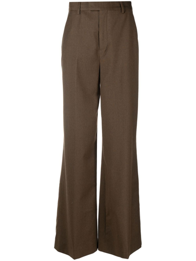 Closed High-waisted Straight-leg Trousers In Braun