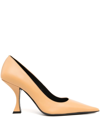 By Far 90mm Viva Leather Pumps In Yellow
