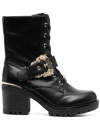 VERSACE JEANS COUTURE 70MM LOGO-PLAQUE ANKLE BOOTS