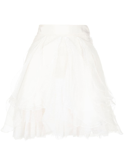Maticevski Poetry Ruffle Mini Skirt In White