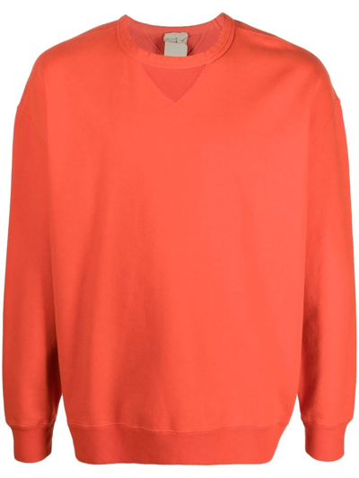 Ten C Logo-patch Crew-neck Sweatshirt In Orange