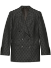 Gucci Monogram-pattern Double-breasted Blazer In Black