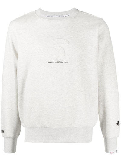 Aape By A Bathing Ape Logo-print Long-sleeve Sweatshirt In Grey