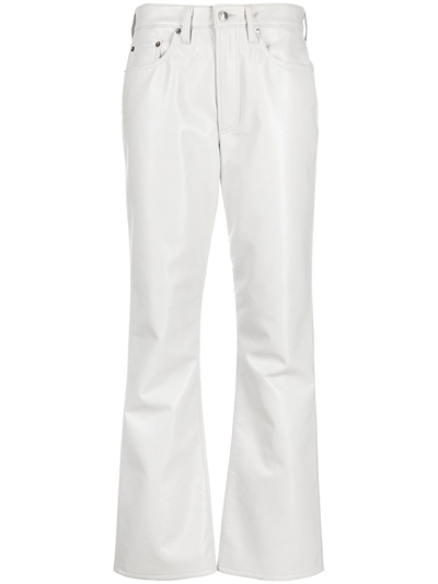 Agolde Bootcut Leather-blend Trousers In Grau