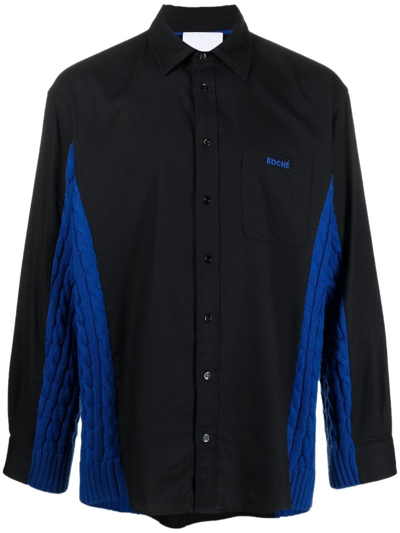 Koché Panelled Long-sleeve Shirt In Black