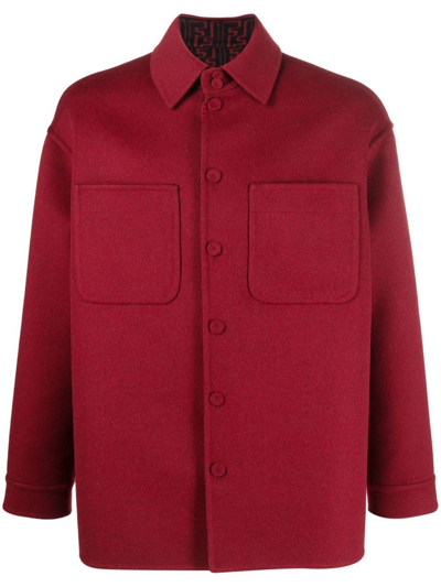 Fendi Button-front Shirt Jacket In Red