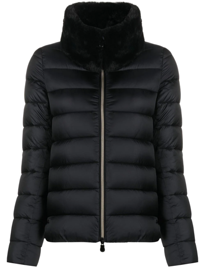 Save The Duck Faux-fur Collar Padded Jacket In Schwarz