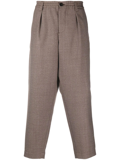 Marni Straight-leg Wool Trousers In Braun