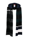 Colville Stripe-pattern Wool Scarf Hoodie In Blau