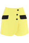 Dolce & Gabbana Asymmetric Wool Gabardine Mini Skirt In Yellow