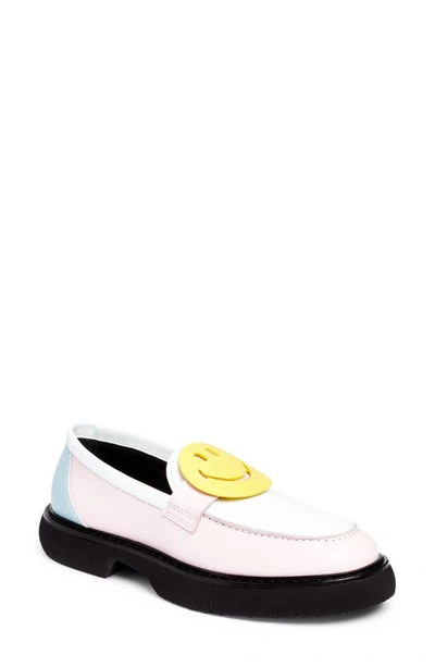 Joshua Sanders Smiley® X Joshuas Gold Smile Loafer In Yellow/ Pink