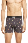 Saxx Vibe Super Soft Slim Fit Boxer Briefs In Hot Tropic- Black