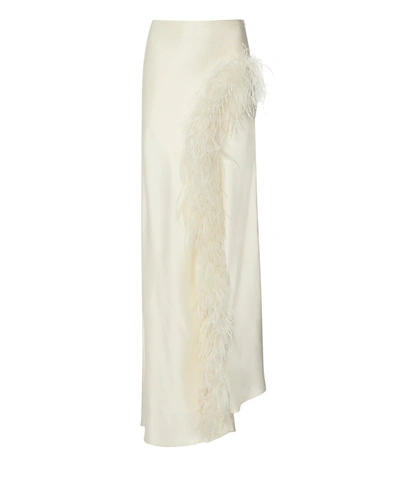 Lapointe Feather Asymmetrical Skirt In Cream