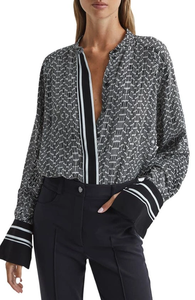 Reiss Navy Bead Print Blouse