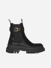 DOLCE & GABBANA LOGO-BUCKLE LEATHER CHELSEA BOOTS