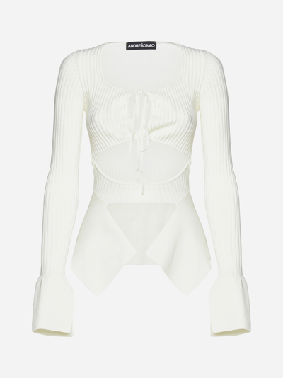 Andreädamo Asymmetric Cut-out Top In Ivory