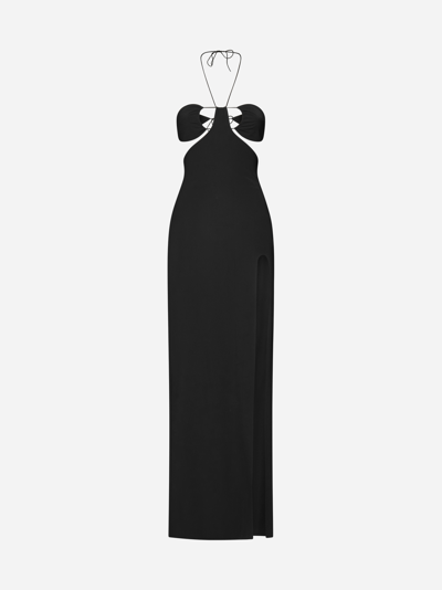 Amazuìn Lea Jersey Long Dress In Deep Black