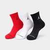 Nike Jordan Everyday Ankle Socks (3-pack) In Red/white/black