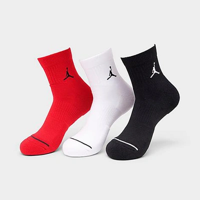 Nike Jordan Everyday Ankle Socks (3-pack) In Red/white/black