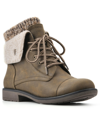 Cliffs By White Mountain Duena Faux Shearling Trimmed Hiking Boot In Olive Fabric Fleece
