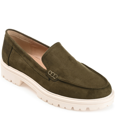 Journee Collection Women's Erika Lug Sole Loafers In Olive