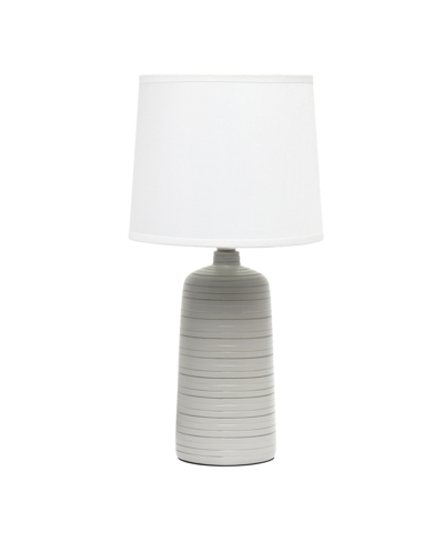 Simple Designs Textured Linear Table Lamp In White With Taupe Shade