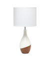 Simple Designs Strikers Basic Table Lamp In Off White With Dark Wood
