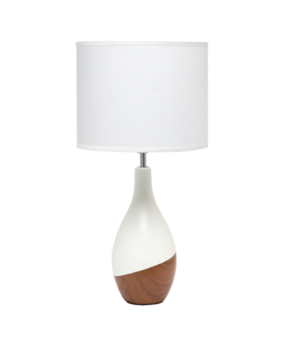Simple Designs Strikers Basic Table Lamp In Off White With Dark Wood
