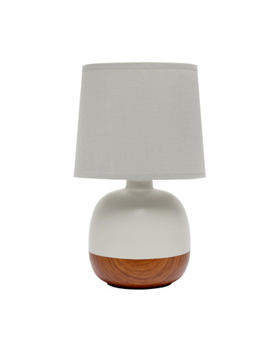 Simple Designs Petite Mid Century Table Lamp In Dark Wood With Light Gray