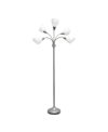 Simple Designs 5 Light Adjustable Gooseneck Floor Lamp With Shades In Silver-tone With White Shades