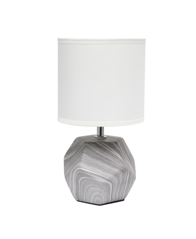 Simple Designs Round Prism Mini Table Lamp With Fabric Shade In Marbled