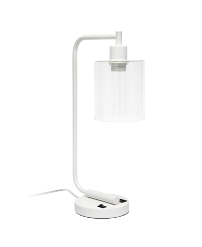 Lalia Home Modern Desk Lamp With Usb Port And Glass Shade In White