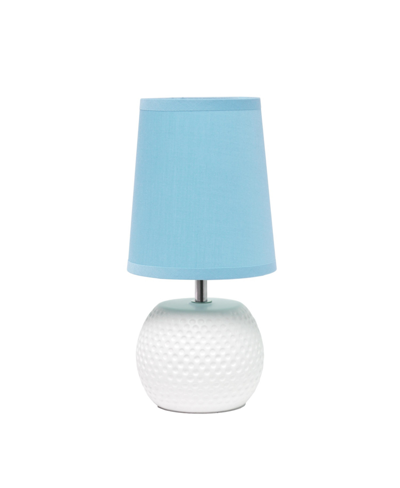 Simple Designs Studded Texture Table Lamp In White With Blue Shade