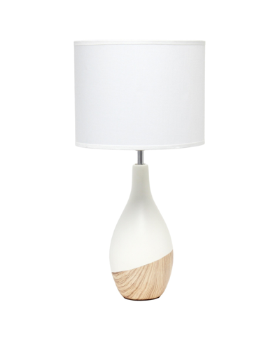 Simple Designs Strikers Basic Table Lamp In Off White With Light Wood