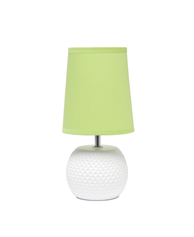 Simple Designs Studded Texture Table Lamp In White With Green Shade