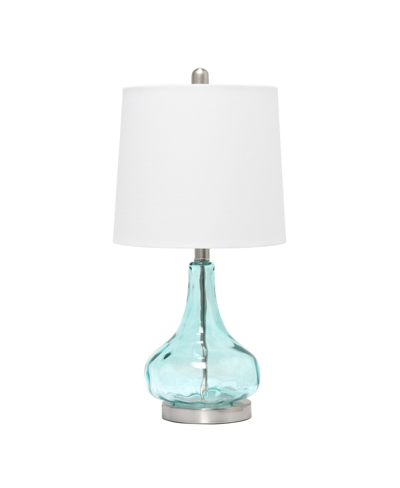 Lalia Home Rippled Table Lamp With Fabric Shade In Clear Blue