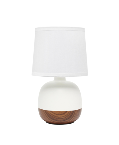 Simple Designs Petite Mid Century Table Lamp In Dark Wood With Off White