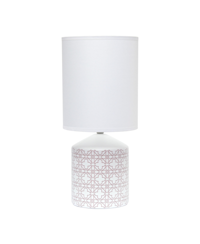 Simple Designs Fresh Prints Table Lamp In White With Tan