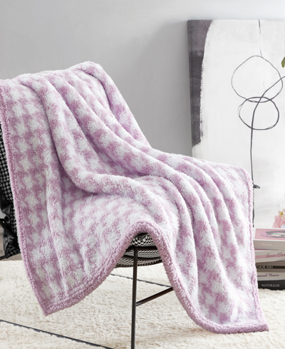 Betsey Johnson Closeout!  Hounds Tooth Throw, 60" X 50", Created For Macy's Bedding In Purple