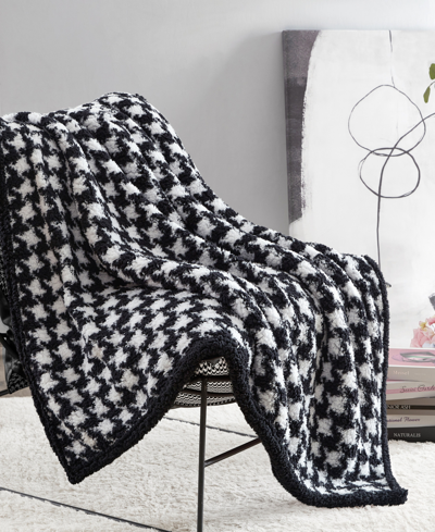Betsey Johnson Closeout!  Hounds Tooth Throw, 60" X 50", Created For Macy's Bedding In Black