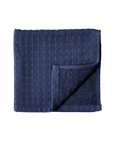 Uchino Waffle Twist 100% Cotton Washcloth, 13" X 13" In Indigo